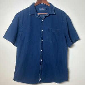 Vineyard Vines‎ Slim Fit Murray Short Sleeve Button Up Shirt Mens XL Blue Cotton
